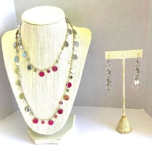 Lia Sophia Reflective Disk Necklace & Earrings